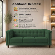 Casaliving Fento 3 Seater Sofa Set for Living Room, 3 Seater (Black) Colour Premium Velvet Fabric Sofa