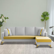 Casaliving Mandis LHS 4 Seater L Shape Sofa Set for Living Room (Black Fabric) Premium Fabric Sofa