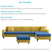 Garcia RHS 8 Seater L Shape Sofa Set with Ottoman & 2 Puffy for Living Room (Dark Grey) Premium Fabric Sofa Set