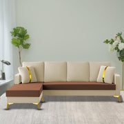 Casaliving Mandis LHS 4 Seater L Shape Sofa Set for Living Room (Black Fabric) Premium Fabric Sofa