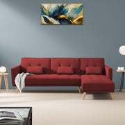 Convertible Futon RHS 4 Seater Sofa Cum Bed with Adjustable Backrest Sofa for Living Room (Blue Grey Colour) Premium Fabric Sofa