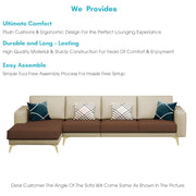 Falco LHS 6 Seater L Shape Sofa Set for Living Room (Cream Brown Fabric) Premium Fabric Sofa