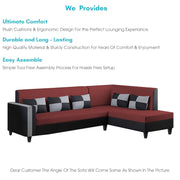 Nordy RHS 6 Seater L Shape Sofa Set for Living Room (Maroon Black Colour) Premium Fabric Sofa Set