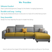 Orion RHS 6 Seater L Shape Sofa Set for Living Room (Yellow Grey Colour) Premium Fabric Sofa