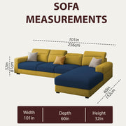 Orion RHS 6 Seater L Shape Sofa Set for Living Room (Blue Yellow Colour) Premium Fabric Sofa