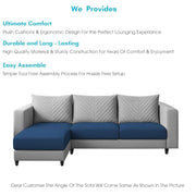 Mikasa 4 Seater LHS L Shape Sofa Set for Living Room (Blue Grey Fabric) Premium Fabric Sofa Set for Living Room