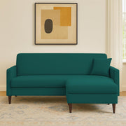 Valkyrie 4 Seater L Shape Convertible Sofa Set for Living Room, 3 Seater & Ottoman Modular Sectional Couch for Small Space (Pine Colour) Fabric