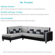 Nordy LHS 6 Seater L Shape Sofa Set for Living Room (Grey Black Colour) Premium Fabric Sofa Set