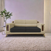 Falconar 3 Seater Sofa Set for Living Room (Cream Black Fabric) Premium Fabric Sofa