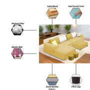 Badger RHS 8 Seater L Shape Sofa Set with Center Table for Living Room (Grey Fabric) Premium Fabric Sofa