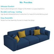 Casaliving Crypton 3 Seater Sofa Set with Center Table for Living Room (Blue Colour) Premium Fabric Sofa