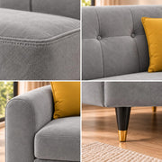 Casaliving Exora Modern Velvet Fabric Upholstered 3 Seater Sofa Set for Living Room, Premium Velvet Fabric Sofa (Black Colour)