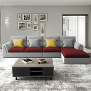 Delton RHS 6 Seater L Shape Sofa Set for Living Room (Maroon Grey) Premium Fabric