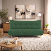 Drantly 3 Seater Sofa Cum Bed for Living Room (Green Fabric Color) Premium Suede Velvet Fabric Sofa Cum Bed for Living Room