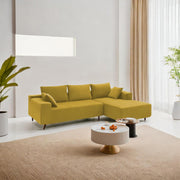 Casaliving Crystal 4 Seater RHS L Shape Sofa Set for Living Room (Black Fabric) Premium Fabric Sofa