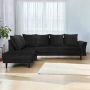 Casaliving Bradley LHS 4 Seater L Shape Sofa Set for Living Room (Black Grey Fabric) Premium Fabric Sofa