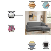 Valkyrie 4 Seater L Shape Convertible Sofa Set for Living Room, 3 Seater & Ottoman Modular Sectional Couch for Small Space (Dark Grey Colour) Fabric