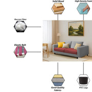 Minta 2 Seater Sofa Set for Living Room (Maroon Grey - Colour Fabric) Premium Fabric Sofa Set for Living Room