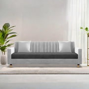 Garcia 3 Seater Sofa Set for Living Room (Blue Black Colour) Premium Fabric Sofa