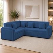 Casaliving Rion 6 Seater L Shape Corner Sofa Cum Bed for Living Room (Black Fabric) Premium Fabric Sofa Cum Bed