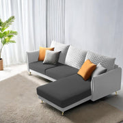 Casaliving Stanly LHS 4 Seater L Shape Sofa Set for Living Room (Blue Fabric) Premium Fabric Sofa