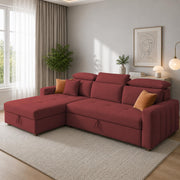 Casaliving Gagnon LHS 4 Seater L Shape Corner Sofa Cum Bed for Living Room with Storage (Black Fabric) Premium Fabric Sofa Cum Bed