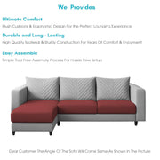 Mikasa 4 Seater LHS L Shape Sofa Set for Living Room (Maroon Grey Fabric) Premium Fabric Sofa Set for Living Room