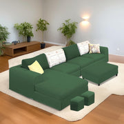 Badger RHS 8 Seater L Shape Sofa Set with Center Table for Living Room (Grey Fabric) Premium Fabric Sofa