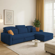 Gagnon LHS 6 Seater L Shape Corner Sofa Cum Bed for Living Room (Yellow Fabric) Premium Fabric Sofa