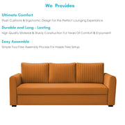 Clifton 3 Seater Sofa Cum Bed for Living Room (Orange Fabric) Premium Fabric Sofa