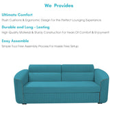 Torrato 3 Seater Sofa Cum Bed for Living Room (Turquise Colour Fabric) Premium Fabric Sofa