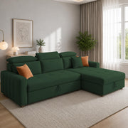 Casaliving Gagnon LHS 4 Seater L Shape Corner Sofa Cum Bed for Living Room with Storage (Black Fabric) Premium Fabric Sofa Cum Bed