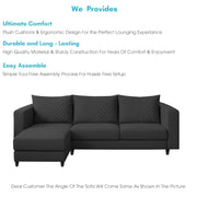 Mikasa 4 Seater LHS L Shape Sofa Set for Living Room (Black Fabric) Premium Fabric Sofa Set for Living Room