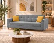 Casaliving Exora Modern Velvet Fabric Upholstered 3 Seater Sofa Set for Living Room, Premium Velvet Fabric Sofa (Black Colour)