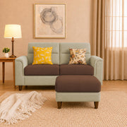 Casaliving Nancy 2 Seater with Ottoman Sofa Set for Living Room (Black Colour) Premium Fabric Sofa Set