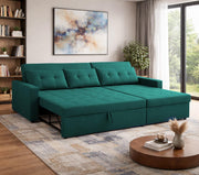 Casaliving Treshta 4 Seater LHS L - Shape Pull-Out Sofa Cum Bed with Storage Sofa for Living Room (Brown Fabric Color) Premium Fabric Sofa Set for Living Room Sofa Cum Bed