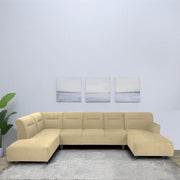 Ragno 8 Seater U Shape Sofa Set for Living Room (Cream Fabric) Premium Fabric Sofa