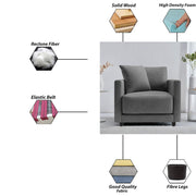 Dominic 1 Seater Sofa Set for Living Room (Black Grey Fabric) Premium Fabric Sofa