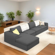Badger LHS 6 Seater L Shape Sofa Set for Living Room (Black Fabric) Premium Fabric Sofa