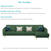 Falco RHS 6 Seater L Shape Sofa Set for Living Room (Green Fabric) Premium Fabric Sofa