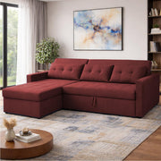 Casaliving Treshta 4 Seater LHS L - Shape Pull-Out Sofa Cum Bed with Storage Sofa for Living Room (Brown Fabric Color) Premium Fabric Sofa Set for Living Room Sofa Cum Bed