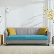 Casaliving Barton 3 Seater Sofa for Living Room (Blue Black Fabric) Premium Fabric Sofa