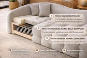 Ariana Modern Premium Boucle Fabric Sofa, Upholstered 3 Seater Sofa Set for Living Room, (Black Colour) Premium Boucle Fabric Sofa