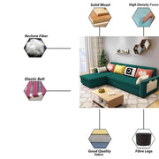 Denis 5 Seater L Shape Sofa Set for Living Room (Pine Fabric) Premium Fabric Sofa
