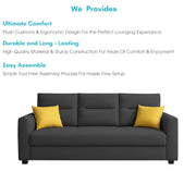 Evona 3 Seater Sofa Set for Living Room (Black Colour Fabric) Premium Fabric Sofa