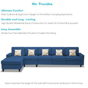 Casaliving Mentor LHS 8 Seater L Shape Sofa Set with Center Table for Living Room (Blue Colour) Premium Fabric Sofa Set