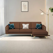Falco RHS 4 Seater L Shape Sofa Set for Living Room (Brown Fabric) Premium Fabric Sofa
