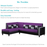Nordy LHS 6 Seater L Shape Sofa Set for Living Room (Purple Black Colour) Premium Fabric Sofa Set