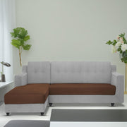Fracher LHS 4 Seater L Shape Sofa Set for Living Room (Brown Grey Fabric) Premium Fabric Sofa