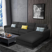 Francis 6 Seater Sofa Set for Living Room (Black Fabric) Right Side Sofa